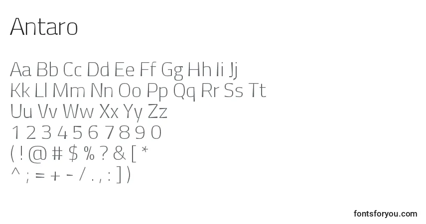 Schriftart Antaro (117856) – Alphabet, Zahlen, spezielle Symbole