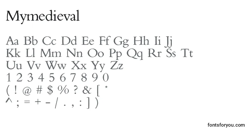 Fuente Mymedieval - alfabeto, números, caracteres especiales