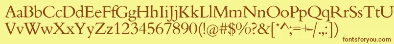 Mymedieval-Schriftart – Braune Schriften auf gelbem Hintergrund