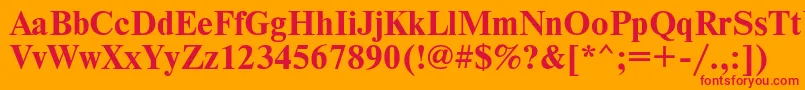 フォントTimesetb – オレンジの背景に赤い文字