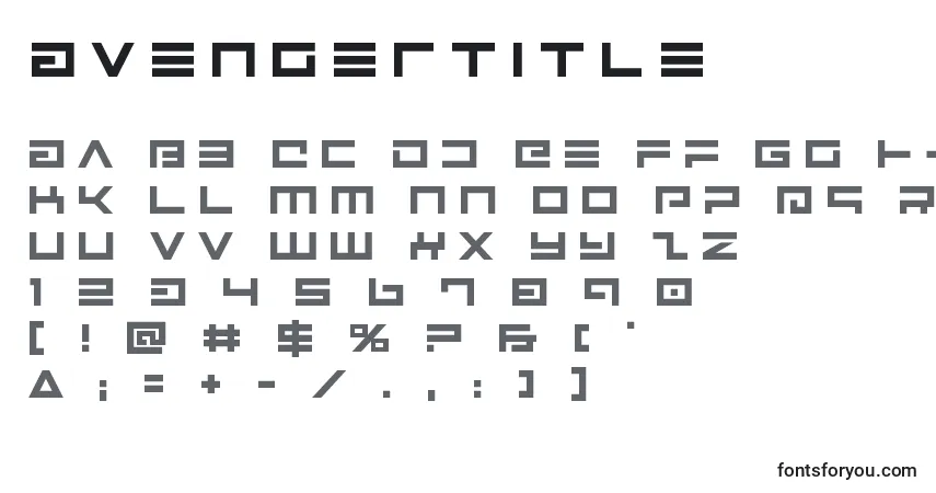 A fonte Avengertitle – alfabeto, números, caracteres especiais