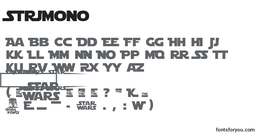 Czcionka Strjmono – alfabet, cyfry, specjalne znaki