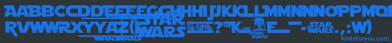 Strjmono-fontti – siniset fontit mustalla taustalla