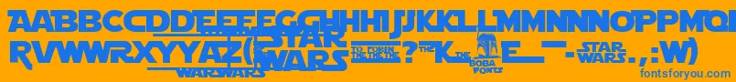 フォントStrjmono – オレンジの背景に青い文字