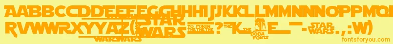 フォントStrjmono – オレンジの文字が黄色の背景にあります。