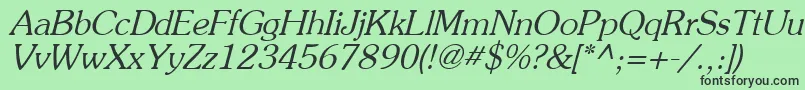 Czcionka PrestigeItalic – czarne czcionki na zielonym tle