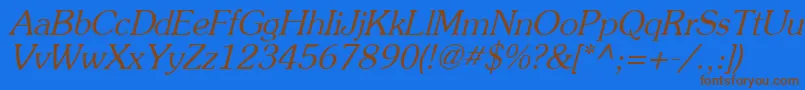 PrestigeItalic Font – Brown Fonts on Blue Background