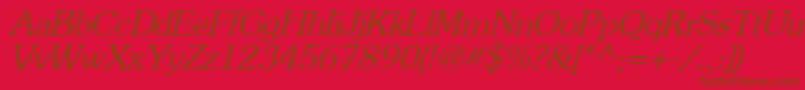 Czcionka PrestigeItalic – brązowe czcionki na czerwonym tle