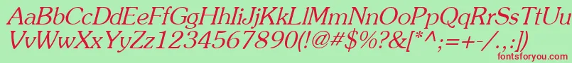 Czcionka PrestigeItalic – czerwone czcionki na zielonym tle