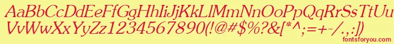 PrestigeItalic Font – Red Fonts on Yellow Background