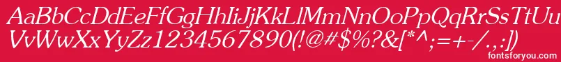 フォントPrestigeItalic – 赤い背景に白い文字