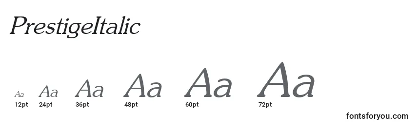 PrestigeItalic Font Sizes