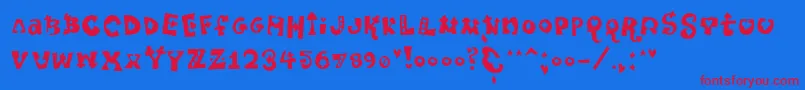 Pokerpartynaked Font – Red Fonts on Blue Background