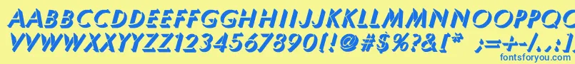 フォントUmbraThinBoldItalic – 青い文字が黄色の背景にあります。