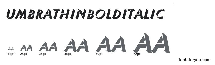 Размеры шрифта UmbraThinBoldItalic