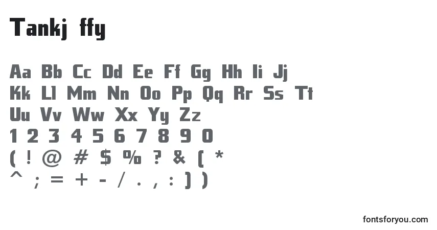 Schriftart Tankj ffy – Alphabet, Zahlen, spezielle Symbole