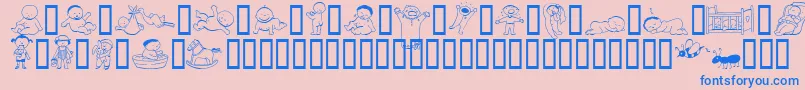 Fonte AbartfontsBabyboomone – fontes azuis em um fundo rosa