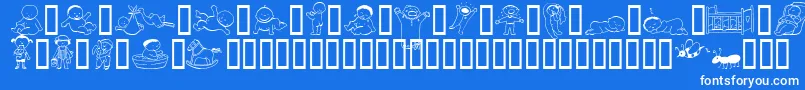 AbartfontsBabyboomone-Schriftart – Weiße Schriften auf blauem Hintergrund