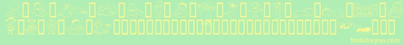 フォントAbartfontsBabyboomone – 黄色の文字が緑の背景にあります