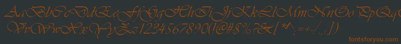 Vivaldin-fontti – ruskeat fontit mustalla taustalla