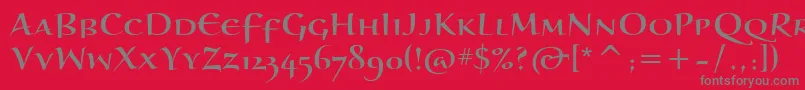 フォントBraganzaScItc – 赤い背景に灰色の文字