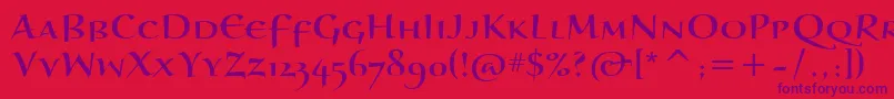 BraganzaScItc-fontti – violetit fontit punaisella taustalla