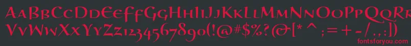 フォントBraganzaScItc – 黒い背景に赤い文字