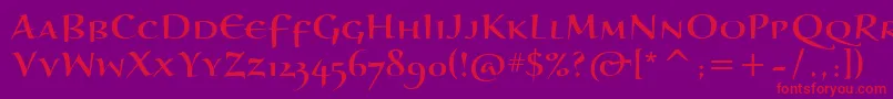 フォントBraganzaScItc – 紫の背景に赤い文字