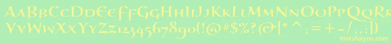 BraganzaScItc-Schriftart – Gelbe Schriften auf grünem Hintergrund