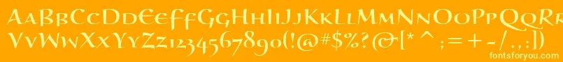 BraganzaScItc-Schriftart – Gelbe Schriften auf orangefarbenem Hintergrund