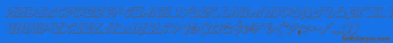 フォントNostrooi – 茶色の文字が青い背景にあります。