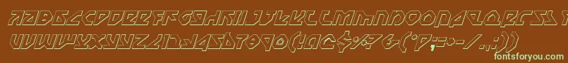 フォントNostrooi – 緑色の文字が茶色の背景にあります。