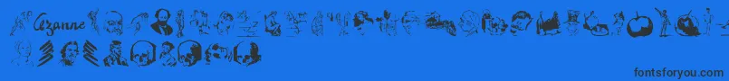 Fonte Cezannesketches – fontes pretas em um fundo azul