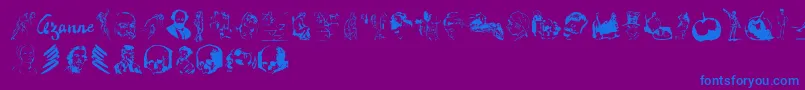 Czcionka Cezannesketches – niebieskie czcionki na fioletowym tle