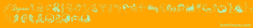 Cezannesketches-Schriftart – Grüne Schriften auf orangefarbenem Hintergrund