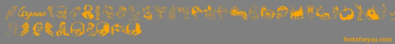 Cezannesketches-Schriftart – Orangefarbene Schriften auf grauem Hintergrund