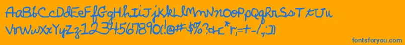 Czcionka ParkersHandBold – niebieskie czcionki na pomarańczowym tle