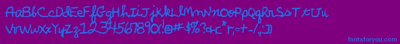 ParkersHandBold Font – Blue Fonts on Purple Background