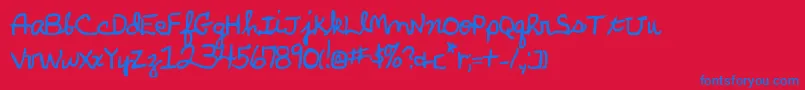 ParkersHandBold Font – Blue Fonts on Red Background