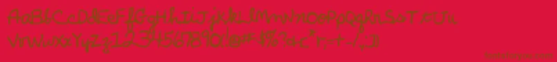 Czcionka ParkersHandBold – brązowe czcionki na czerwonym tle