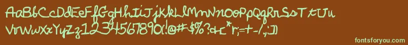ParkersHandBold Font – Green Fonts on Brown Background