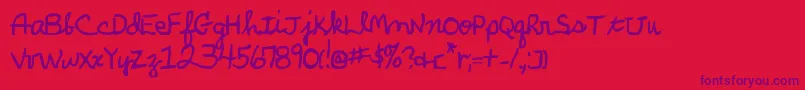 ParkersHandBold Font – Purple Fonts on Red Background