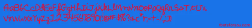 ParkersHandBold-fontti – punaiset fontit sinisellä taustalla