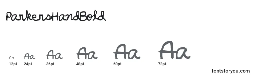 ParkersHandBold Font Sizes