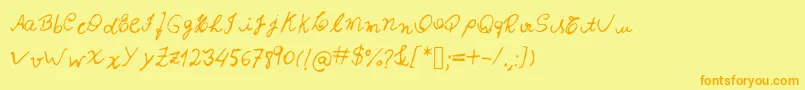 Izabelaフォントについての詳細 フォントIzabela – オレンジの文字が黄色の背景にあります。