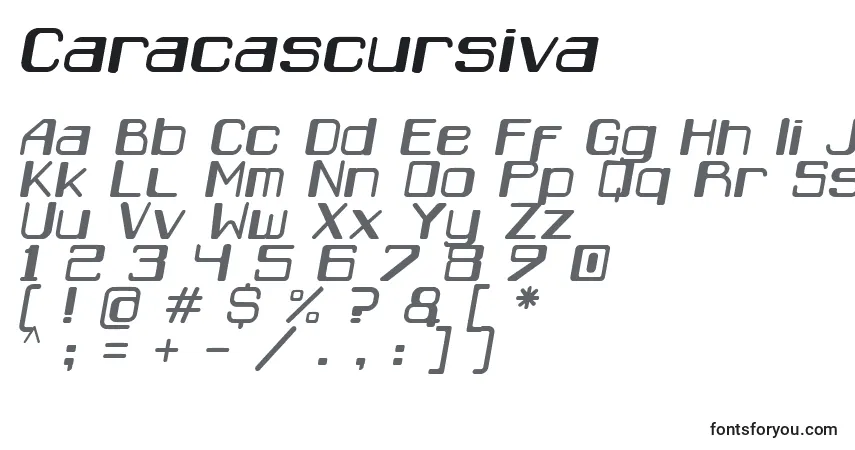 Caracascursiva-fontti – aakkoset, numerot, erikoismerkit