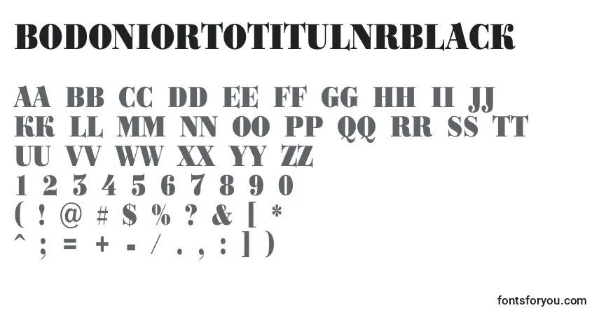 Schriftart BodoniortotitulnrBlack – Alphabet, Zahlen, spezielle Symbole