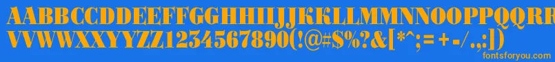 フォントBodoniortotitulnrBlack – オレンジ色の文字が青い背景にあります。