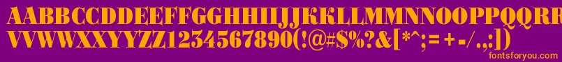 フォントBodoniortotitulnrBlack – 紫色の背景にオレンジのフォント