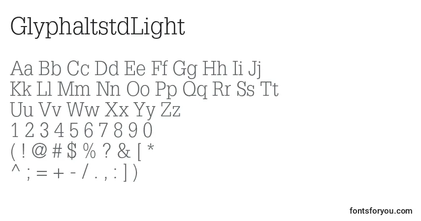 Fuente GlyphaltstdLight - alfabeto, números, caracteres especiales